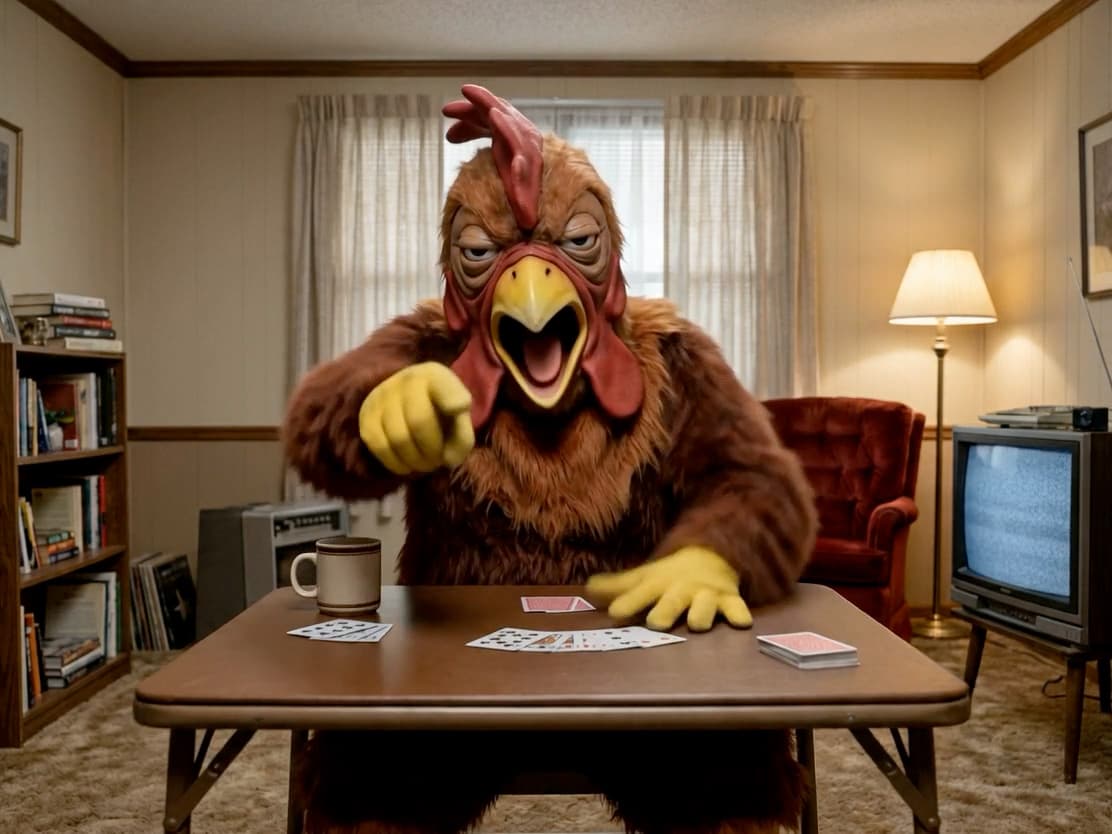 The Submissive Chicken pointing at you